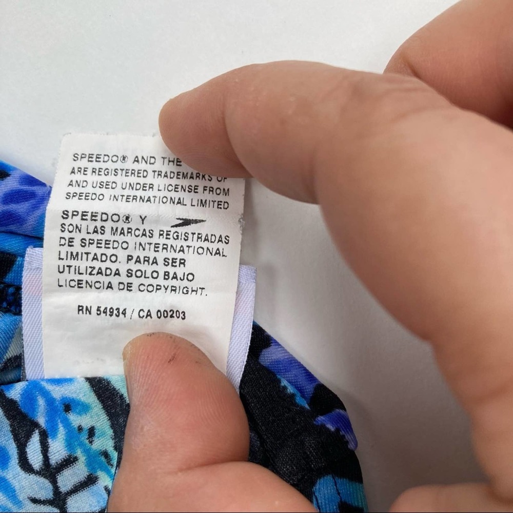 Speedo Size 6 One Piece Swimsuit Blue Floral Fern Leaves Botanical Bathing Suit - Picture 10 of 11